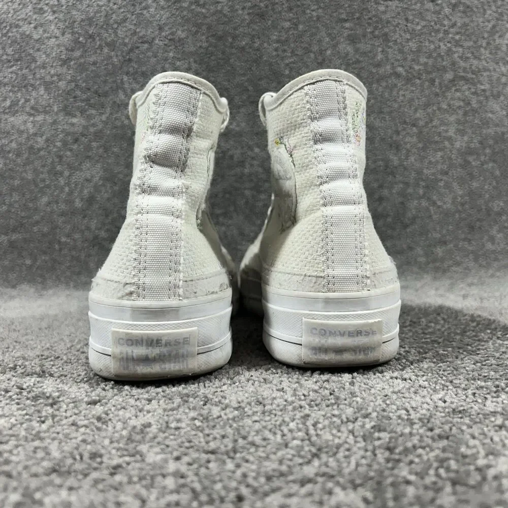 Converse CTAS Lift A05068C Women’s Sz 8.5 White Autumn Embroidery Platform Shoes